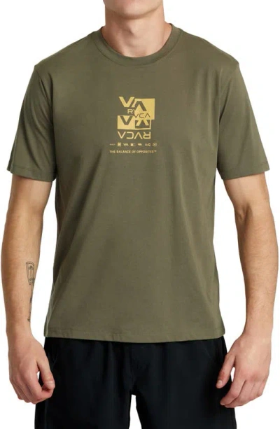 Rvca Splitter Stacks Performance Graphic T-shirt In Olive