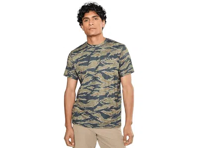 Rvca Sport Vent Short Sleeve Men's Workout Tiger Camo: Lg In Blue