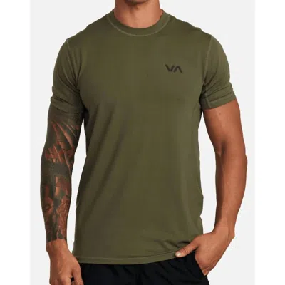 Rvca Sport Vent Short Sleeve Tee In Olive In Green