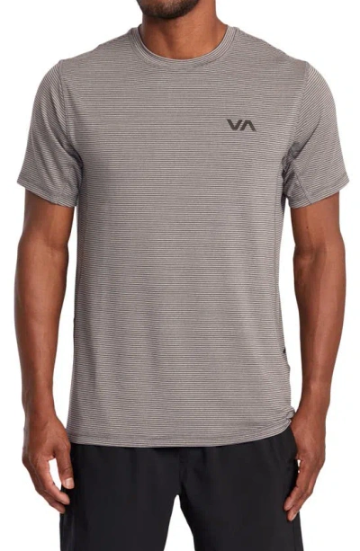 Rvca Sport Vent Stripe Performance Graphic T-shirt In Heather Grey Stripe