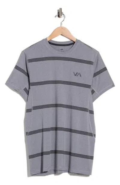 Rvca Sport Vent Stripe Performance Graphic T-shirt In Heather Grey