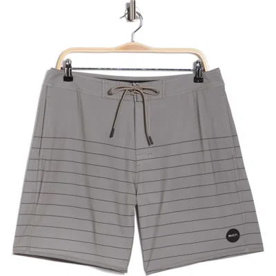 Rvca Steady Stripe Swim Shorts In Gray