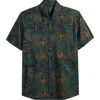 Rvca Sunup Short Sleeve Cotton Blend Button-up Shirt In Green