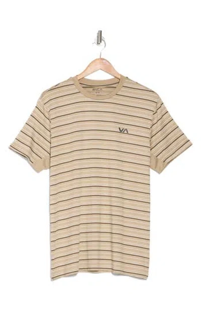 Rvca Sweep Stripe T-shirt In Khaki