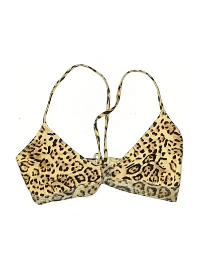 Pre-owned Rvca Swimsuit Top Gold Animal Print Pattern Swimwear