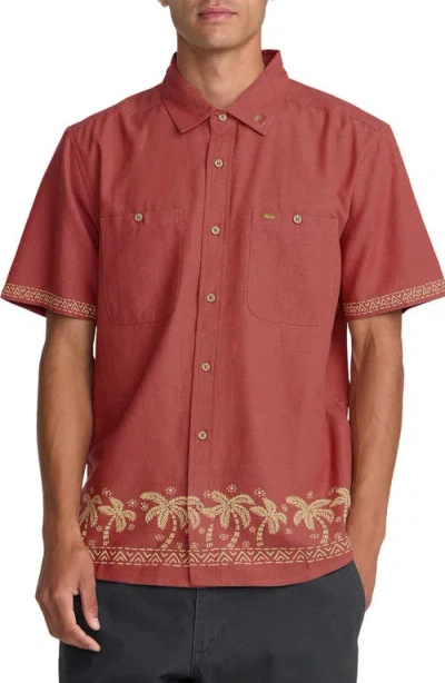 Rvca Talum Short Sleeve Button-up Shirt In Red