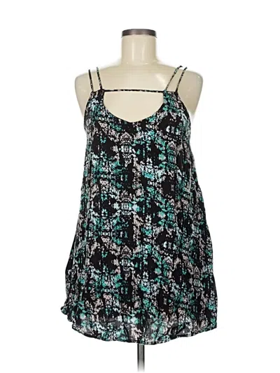 Pre-owned Rvca Tank Top Teal Halter Neckline Tops In Blue