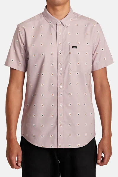 Rvca That'll Do Print Short Sleeve Woven Shirt In Pale Mauve In Multi