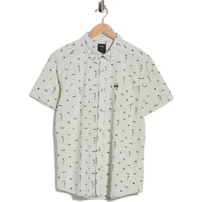 Rvca That'll Do Seersucker Short Sleeve Button-up Shirt In Ranger Green