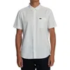 RVCA RVCA THAT'LL DO SLIM FIT SOLID SHORT SLEEVE COTTON BUTTON-DOWN SHIRT