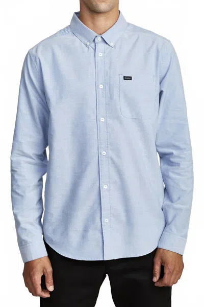 Rvca That'll Do Stretch Long Sleeve Woven Shirt In Oxford Blue