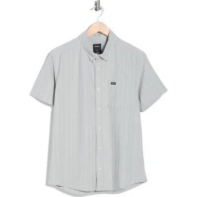 Rvca That'll Do Stripe Slim Fit Short Sleeve Button-down Shirt In Blue
