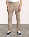 Rvca The Weekend Stretch Cotton Blend Pant In Dark Khaki In Multi
