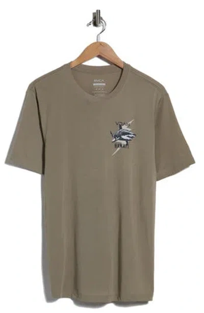 Rvca Tiger Shark Graphic T-shirt In Covert Green