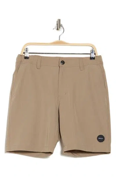 Rvca Triangle Hybrid Chino Shorts In Dark Khaki