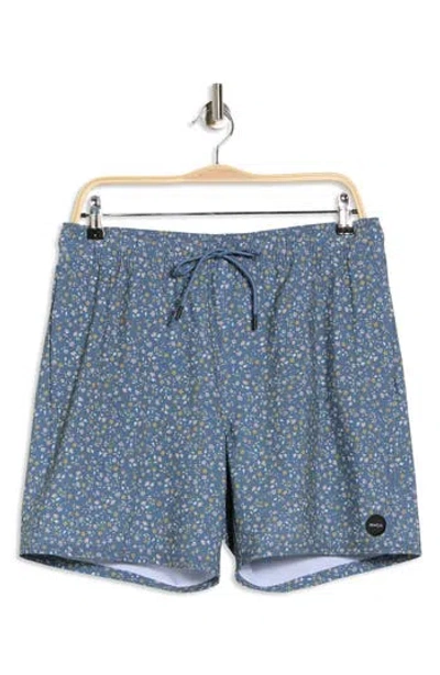 Rvca Tropical Print Board Shorts In Blue