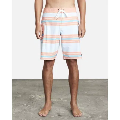 Rvca Uncivil Stripe Trunk Shorts In Ash Blue In Multi