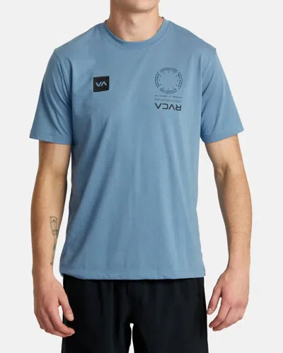 Rvca V A Mark Crew Neck Tee In Blue Tack