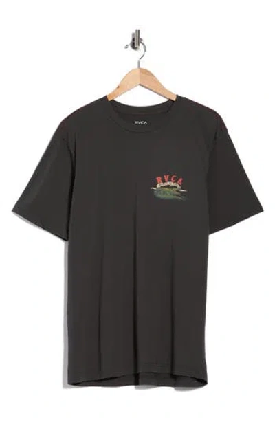 Rvca Welcome To  Cotton Graphic T-shirt In Pirate Black