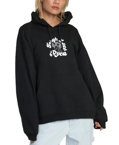 Rvca Women's Tough Luck Baggie Boyfriend Hoodie In  Black