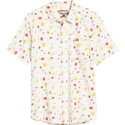 Rvca X Mark Oblow Print Short Sleeve Button-up Shirt In White