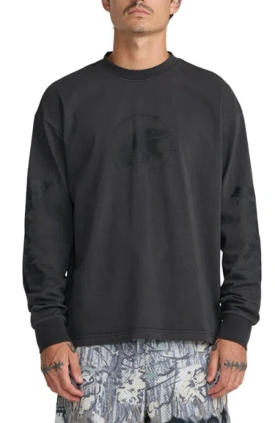 Rvca X Tapout Long Sleeve Heavyweight Cotton Jersey Graphic T-shirt In Gray