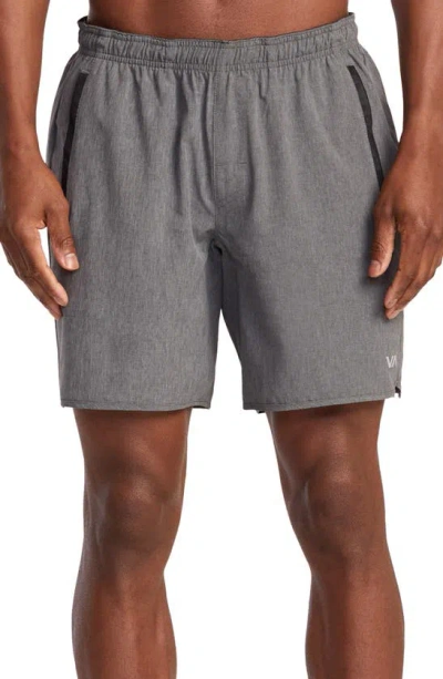 Rvca Yogger Stretch Athletic Shorts In Charcoal Heather