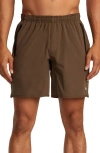 Rvca Yogger Stretch Athletic Shorts In Mocha