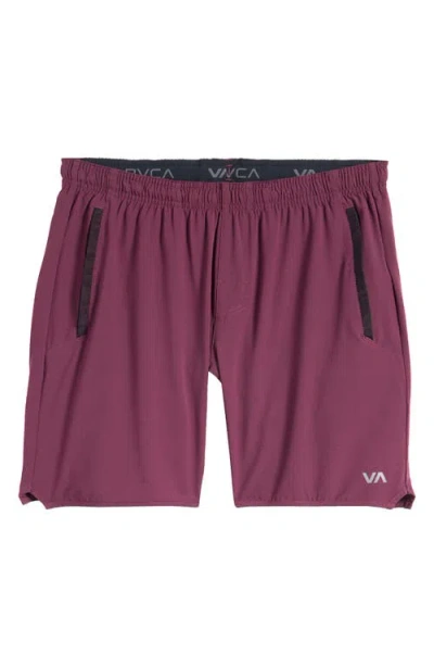 Rvca Yogger Stretch Athletic Shorts In Plum