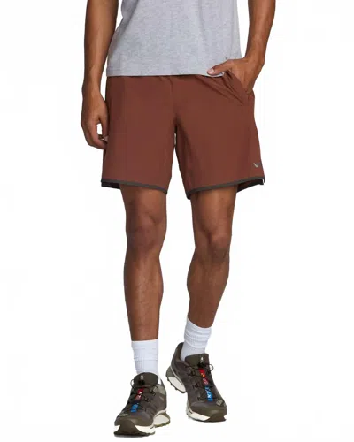 Rvca Yogger Stretch Contrast Short In Red Earth In Brown