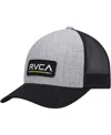 Rvca Youth Heather Gray/black Ticket Trucker Iii Snapback Hat In Heather Gr