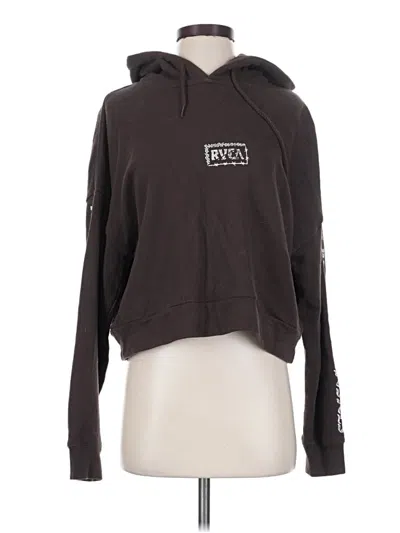 Pre-owned Rvca Zip Up Hoodie In Brown