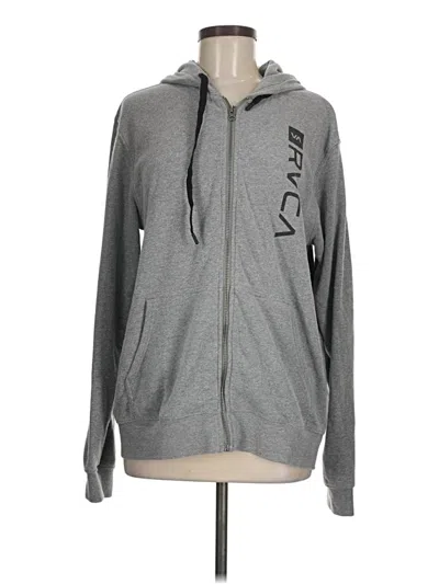 Pre-owned Rvca Zip Up Hoodie In Gray