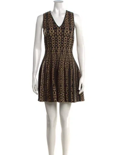Pre-owned Rvn Animal Print Mini Dress In Black