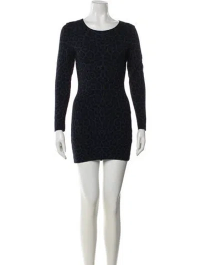 Pre-owned Rvn Animal Print Mini Dress In Gray