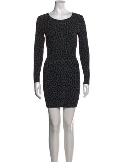 Pre-owned Rvn Animal Print Mini Dress In Grey