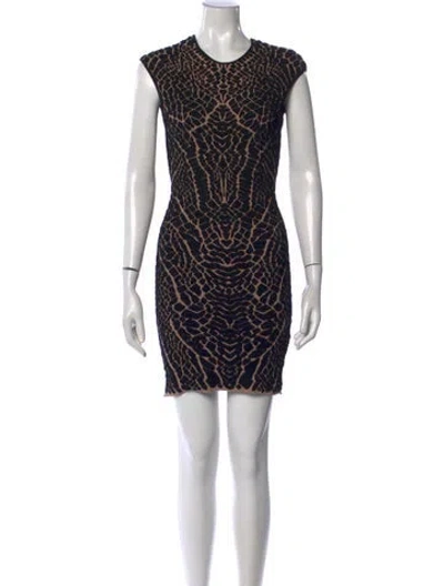 Pre-owned Rvn Animal Print Mini Dress In Neutrals