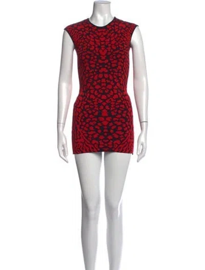 Pre-owned Rvn Animal Print Mini Dress In Red