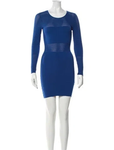 Pre-owned Rvn Crew Neck Mini Dress In Blue