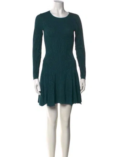 Pre-owned Rvn Crew Neck Mini Dress In Green