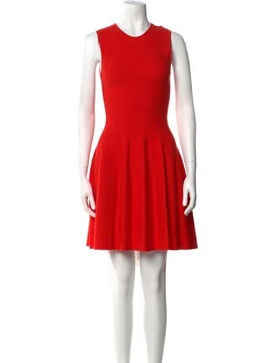 Pre-owned Rvn Crew Neck Mini Dress In Red