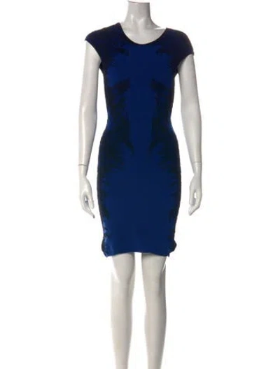 Pre-owned Rvn Floral Print Mini Dress In Blue