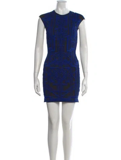 Pre-owned Rvn Graphic Print Mini Dress In Black