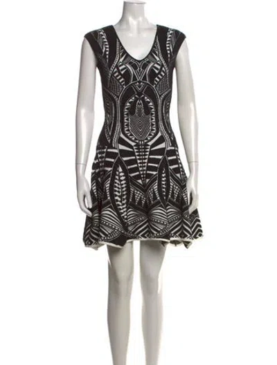 Pre-owned Rvn Graphic Print Mini Dress In Black