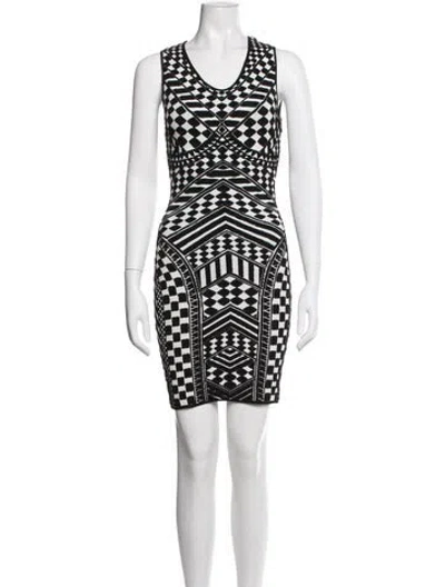 Pre-owned Rvn Graphic Print Mini Dress In Black