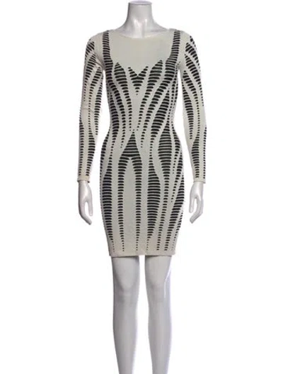 Pre-owned Rvn Graphic Print Mini Dress In Neutrals