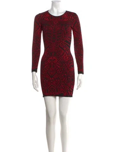 Pre-owned Rvn Graphic Print Mini Dress In Red