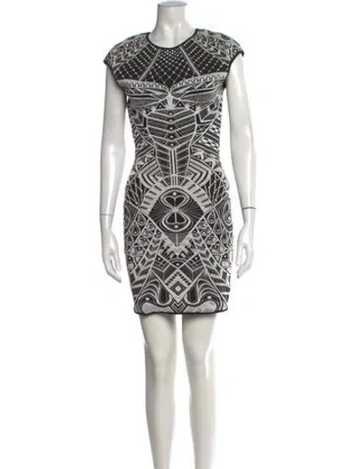 Pre-owned Rvn Graphic Print Mini Dress In White