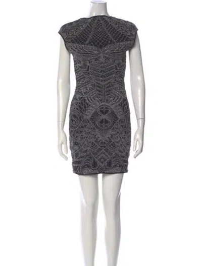 Pre-owned Rvn Lace Pattern Mini Dress In Black