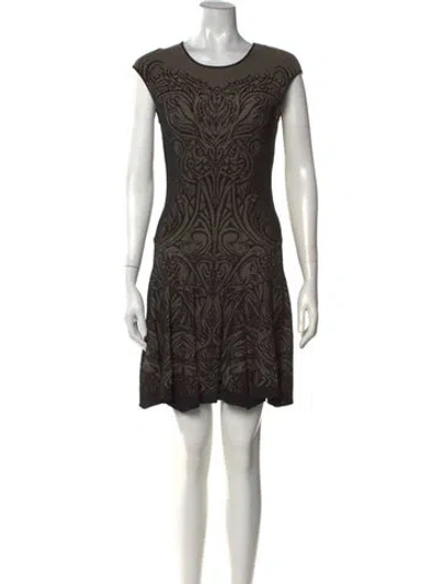 Pre-owned Rvn Patterned Mini Dress In Black